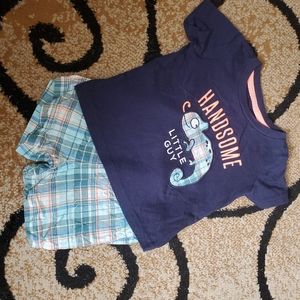 ❤ Carter outfit blue and plaid size 9m